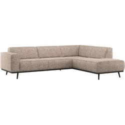 Ecksofa Statement, Melange-Stoff mit abgerundetem Design, modern, hellbraun, rechts, hoher Sitzkomfort