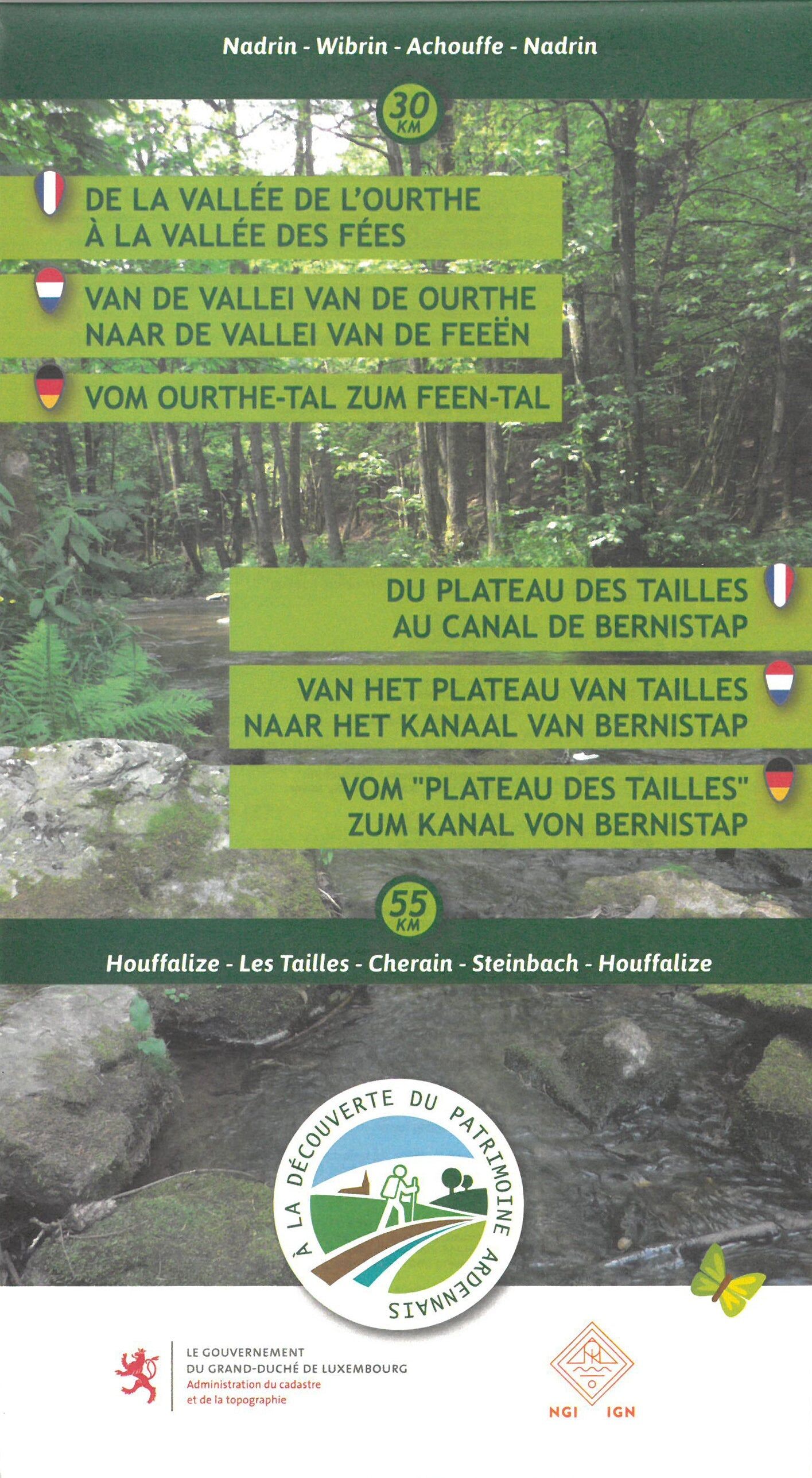 IGN Belgique Carte topographique - De la Vallée de l'Ourthe à la vallée des Fées & Plateau Tailles (Belgique)   NGI