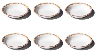 "Abode Homewares Bamboo Rim NewWave Melamine Low Bowl - White - 8.9"" - Set of 6"