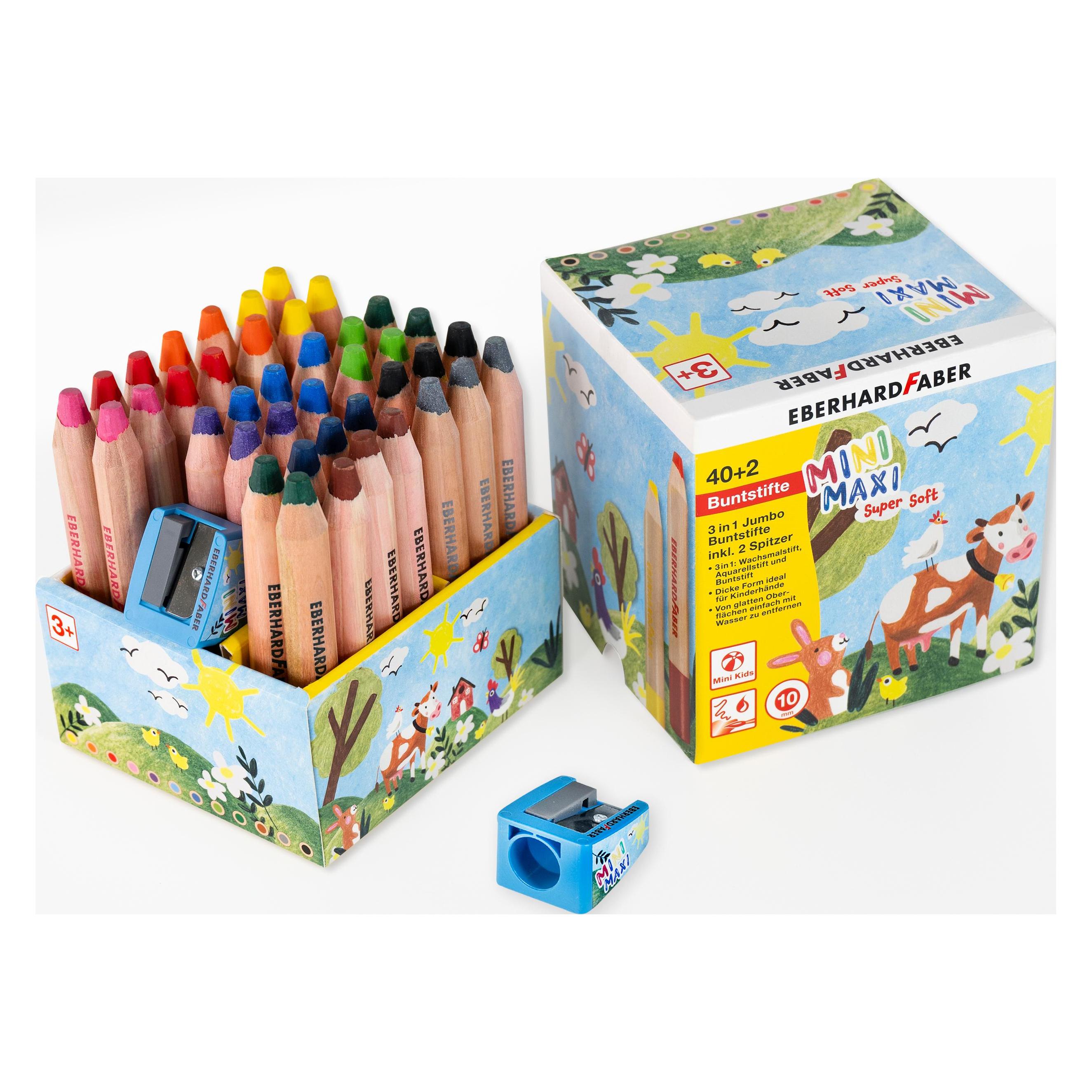 EberhardFaber Jumbo Buntstift MiniMaxi 3in1 40er Box (40x) (518940)