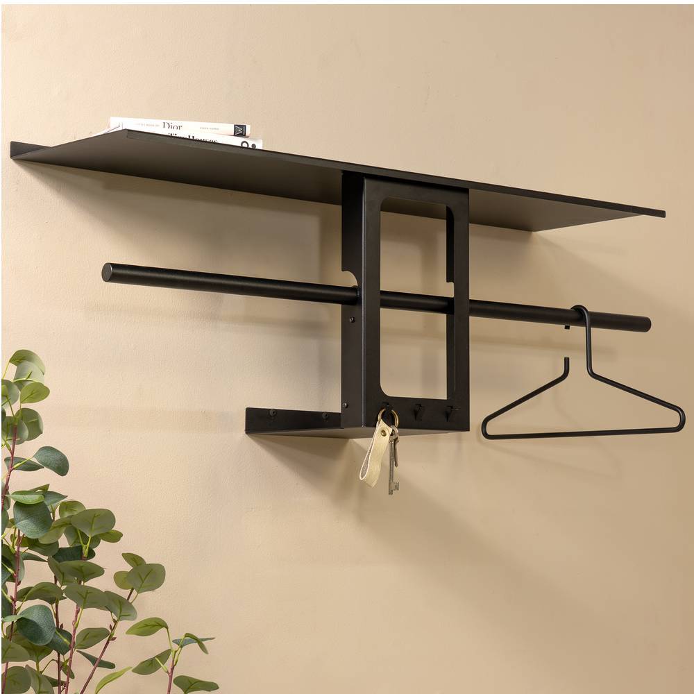 Pharao24.de Hängegarderobe Flurgarderobe in Schwarz aus Stahl