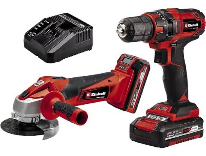Einhell Kit d’outils\, Rouge\, Kit Twinpack : Perceuse plus Meuleuse