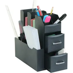 Schreibtisch Organizer MCW-L97, Büroablage Stiftehalter Aufbewahrungsbox mit 2 Schubladen und 7 Fächern, 29x14x33cm