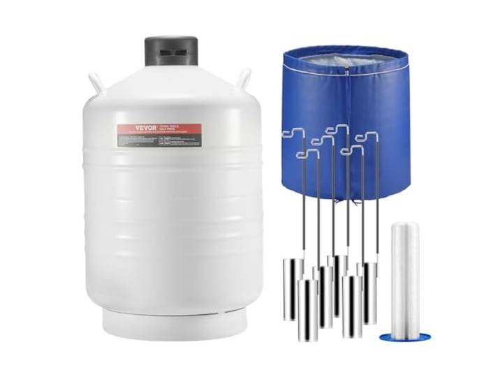 VEVOR Réservoir d'Azote Liquide 30 L\, Conteneur d'Azote Liquide en Alu\, Dewar de Stockage de LN2\, 6 Bidons\, avec Sac de Transport et Sangles\, Récipient Cryogénique pour l'Industrie de la Beauté
