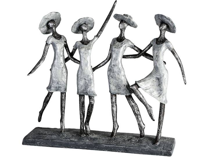 Dekofigur CASABLANCA BY GILDE Skulptur 4 Ladys, antik silber , silber (silberfarben), B:37cm H:34cm T:9cm, Polyresin, Dekofiguren, Dekofigur, Dekoobjekt, Höhe 34, antikfinish, mit Spruchanhänger, Wohnzimmer