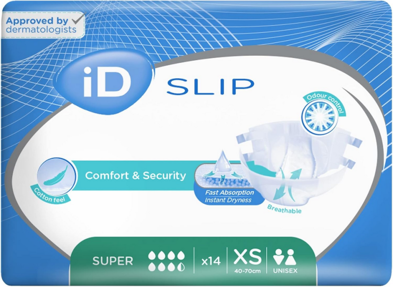 Ontex iD ID Expert Slip Super XS - 12 paquets de 14 protections