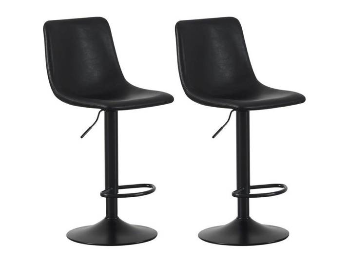 mcc direct Stefan Lot de 2 tabourets de bar pivotants réglables en hauteur avec dossier siège en cuir (noir)
