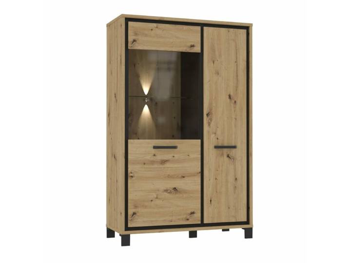 Trendstore Farida Highboardvitrine wahlweise mit LED-Beleuchtung - inkl. Beleuchtung Industrial, Modern, Natur