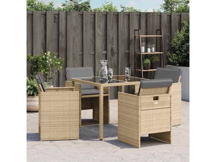 Chaises de jardin avec coussins lot de 4(Adolescent/adulte) Siège de Terrasse arrière-cour mélange beige - Taille totale:50 5x54x7