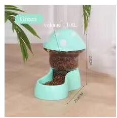 Uplift Picks Automatic Cat Feeder And Water Dispenser Cute Mushroom Large Capacity Pet Food Bowl Set green (food)