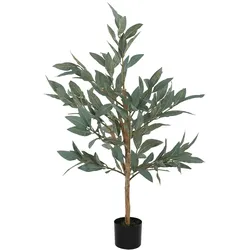 HOMCOM Künstlicher Lorbeerbaum mit Topf üppigen Blättern realistisches Design 120 cm Grün