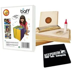 Baff Kinder-Trommel-Hocker Cajon Bausatz 38 mit keepdrum Sitz-Pad (Cajon), Perkussion, Transparent