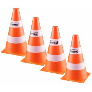 Idena Lernspielzeug 40085, Pylonen orange / weiß, 4er Set Verkehrshütchen, ab 3 Jahre