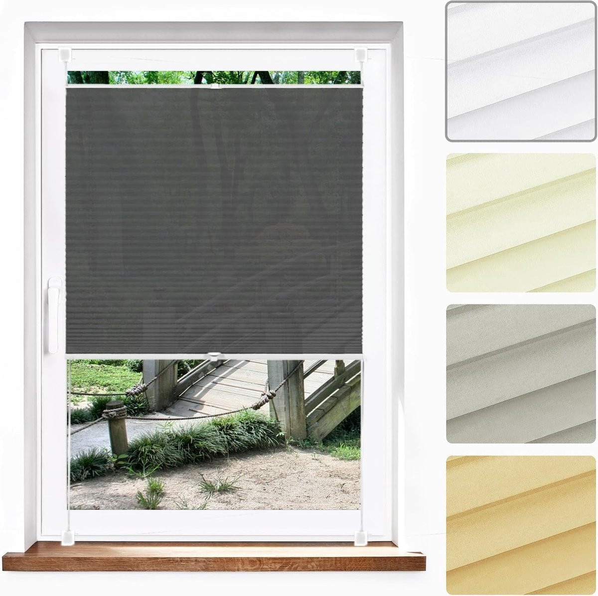 Grijs plisségordijn lichtdoorlatend voor privacy - 82 x 180 cm