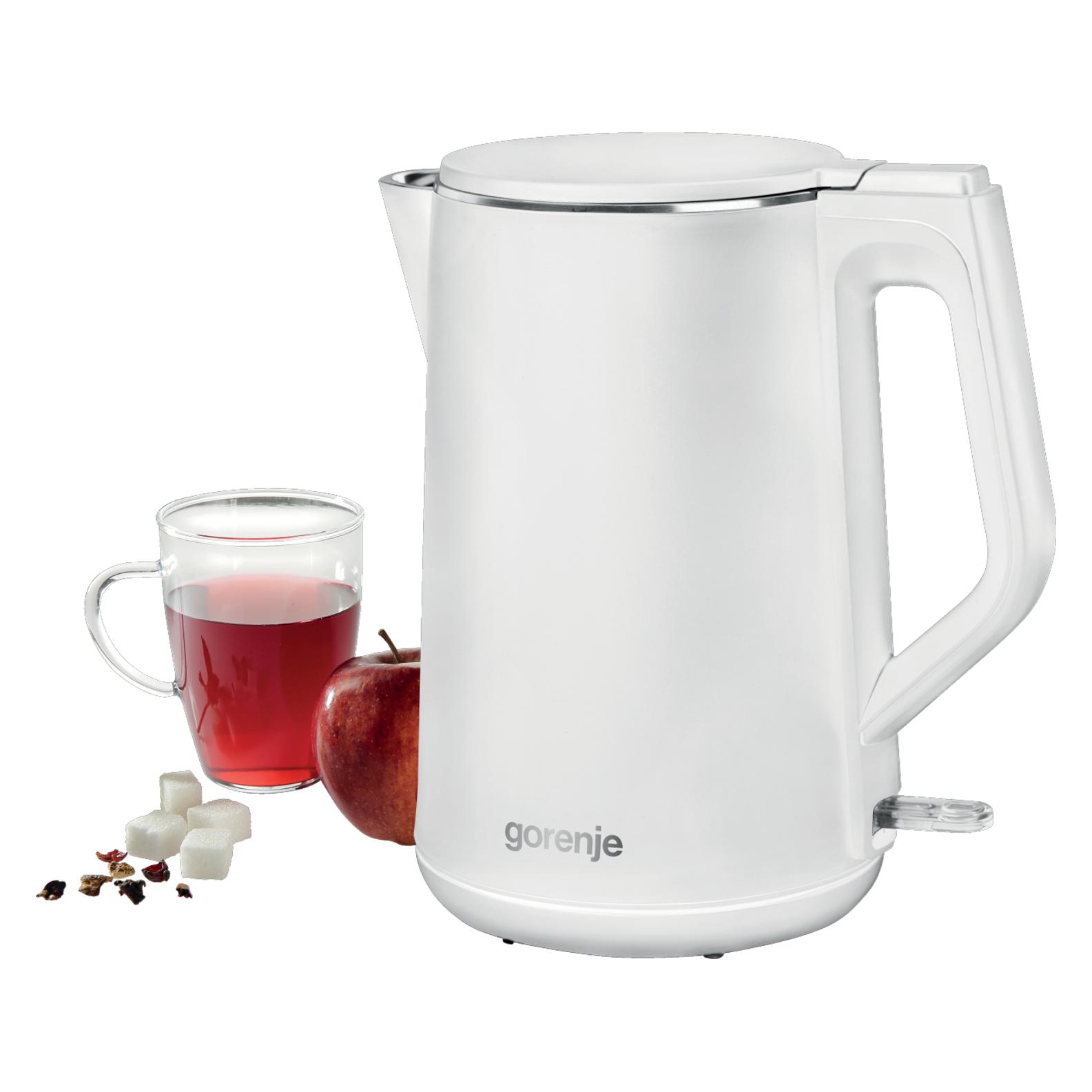 Gorenje K15DWW Electric, 2200 W, 1.5 L, Plastic + metal, 360° rotational base, Baltas (1.50 l) (K15DWW)