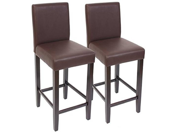 Mendler 2er-Set Barhocker M37 Kunstleder - braun, dunkle Füße Barstuhl
