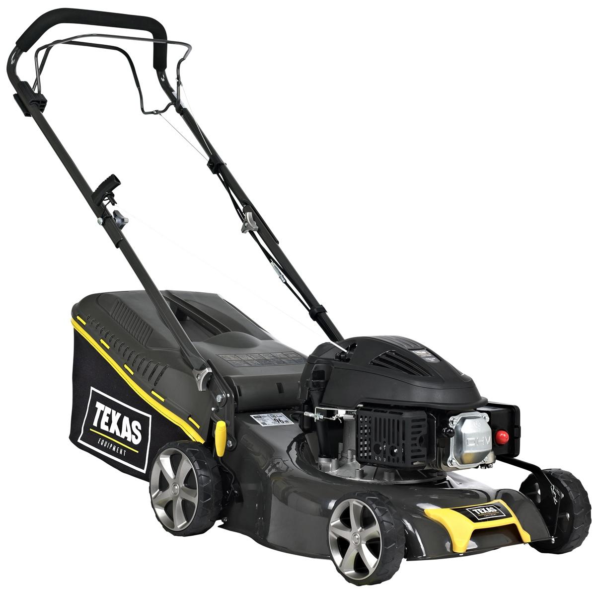 Texas Razor 4210 TR HandgefÃ1/4hrter Rasenmäher, 4-Takt Benzinmotor, 1,7 kW Leistung, 42cm Schnittbreite, Radantrieb, Mulchmäher, Grasfang hinten