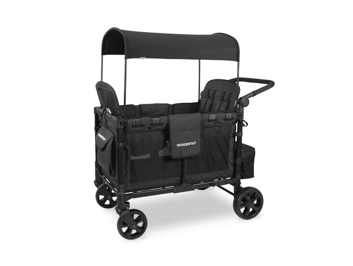 Wonderfold Bollerwagen W4 Elite Quad Stroller Wagon, Schwarz, Metall, 124.46x137.16x73.66 cm, Freizeit & Co, Gartenspielzeug, Bollerwagen