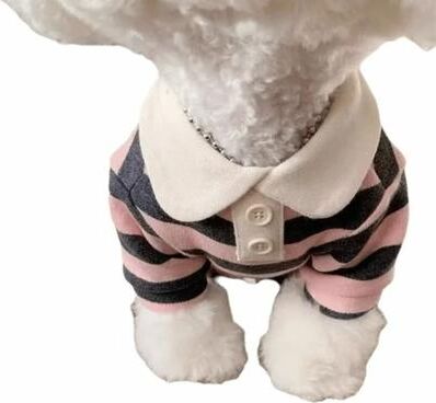 Uplift Essentials Fashion Striped Collared Dog Shirt Breathable Soft Cotton Summer Tee pink 2xl