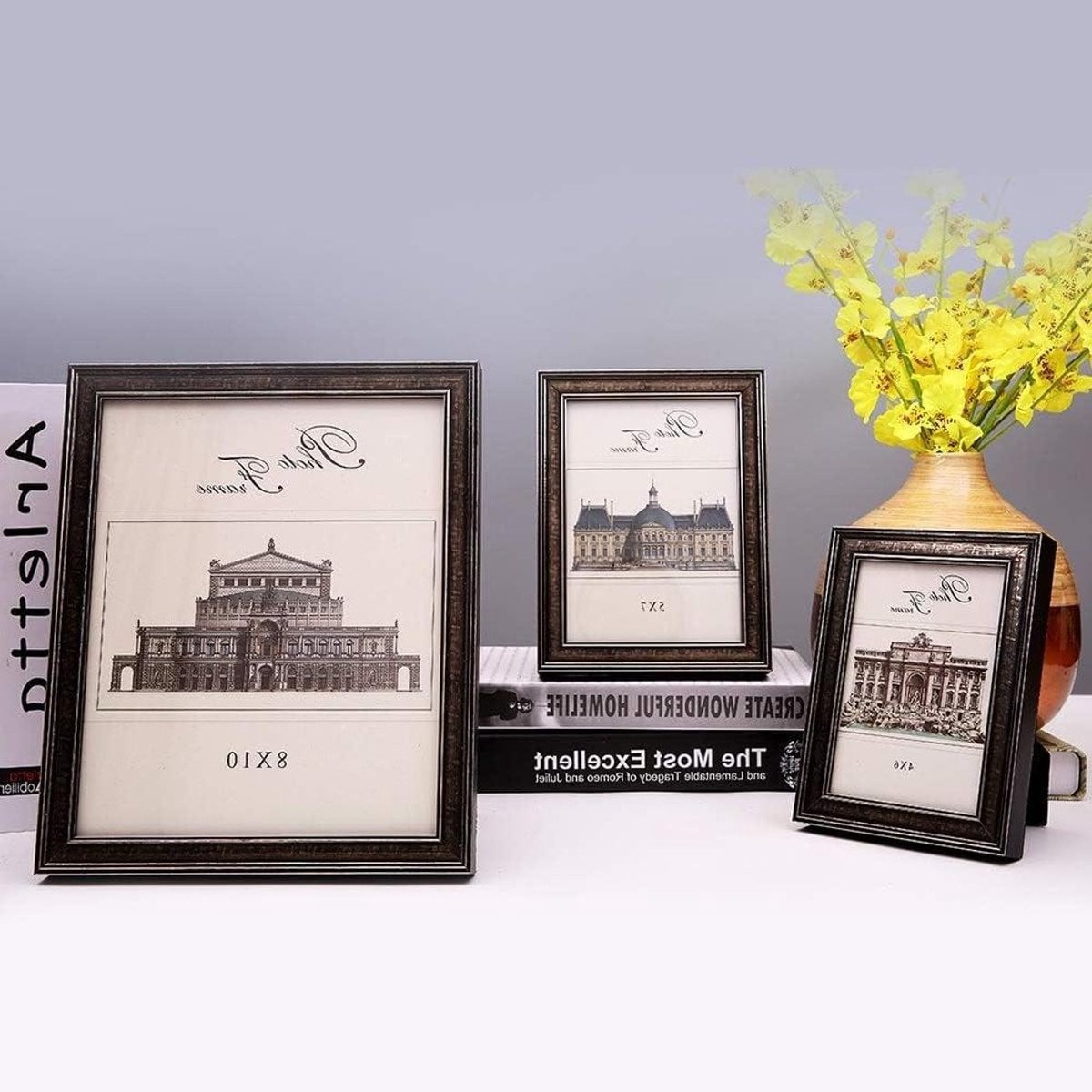 Vintage Fotolijst in Hout - Rustieke Landelijke Decoratie voor Muur of Tafel - Goud Zwart - 4x6 Inch