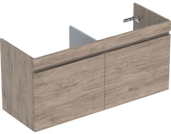 Geberit Renova Plan double vasque 501912JR1 122,6x60,6x44, 6cm, 801 tiroirs, noyer, feuille structurée