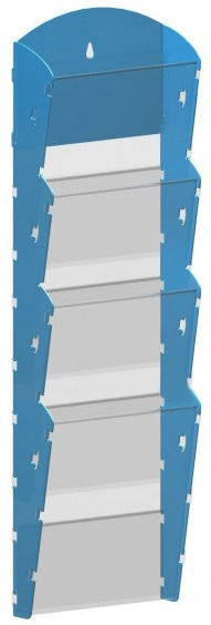 B2B Partner Wand-Plastikhalter für Prospekte - 1x4 A5, blau