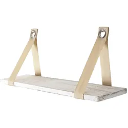 Décoshop26 - Wandregal aus hellem Holz im Vintage-Stil 21 x 50 cm gealtertes Weiß Vintage-Finish 04_0005184