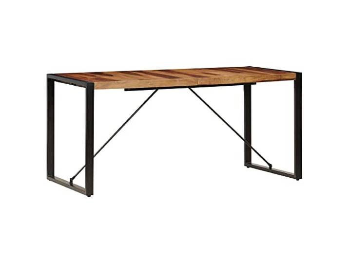 YUTAASU Esstisch 160x80x75 cm Massivholz Akazie Industrie-Design, Pulverbeschichtete Stahlbeine, Retro-Stil, Einfache Montage, Küche Esszimmer