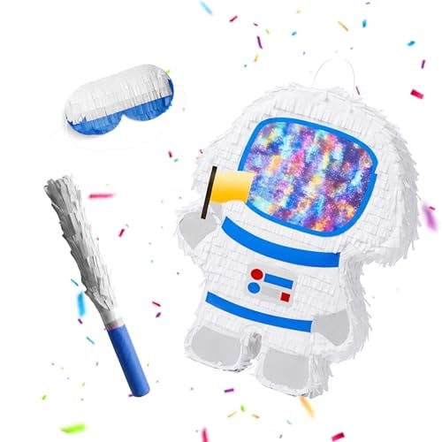 Relaxdays Pinata Astronaut met stok en blinddoek, kleurrijk