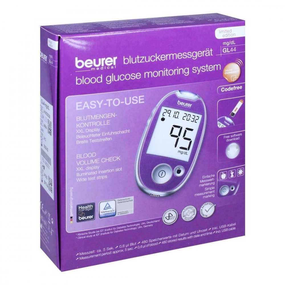 BEURER GmbH Beurer Blutzuckermessgerät Gl 44 mg/dl lila 08600001