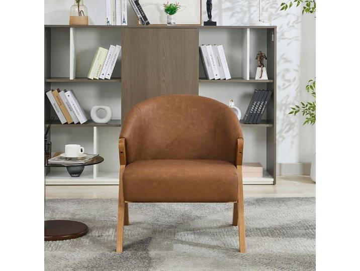 Fauteuil de salon– Rembourrage PU structure bois solide idéal salon chambre ou attente montage rapide