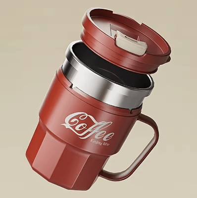 Inspire Picks Insulated Stainless Steel Cup 304 Steel Anti Drop Mug With Lid For Home Office And Dorm red 400ml