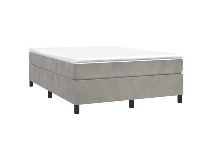 Sommier - GOTOTOP - 140x200 cm - Velours gris clair - 2 places - Montage facile