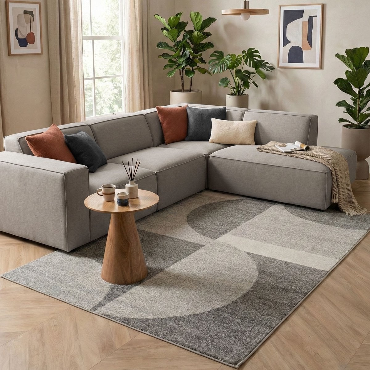 Flycarpets Belos Scandinavisch Vloerkleed - Grijs - Geometrisch Laagpolig Tapijt - 200 x 280 cm
