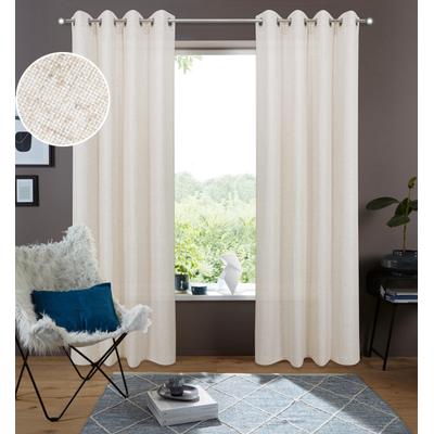 Gardine OTTO HOME "Rudy" Gr. 4, beige (sand), B:140cm H:245cm, Polyester, Gardinen, Gardine, Halbtransparent, Leinenlook, Polyester-Leinen-Mischung, 2er Set