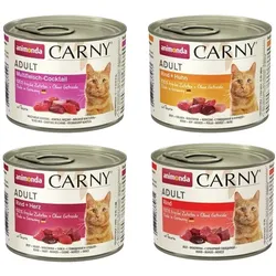 animonda Carny Adult 24 x 200g Mixpaket (Multifleischcocktail,Rind&Huhn,Rind&Herz,Rind) Katzennassfutter