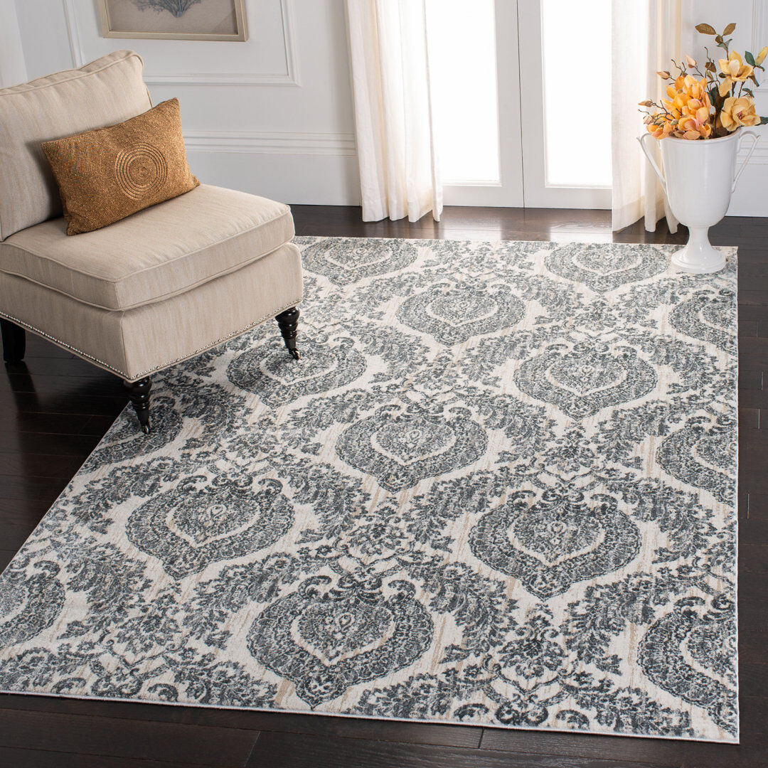 Bloomsbury Market Swindle Damask Hand Woven Area Rug Gray Rectangle 160 x 231 cm