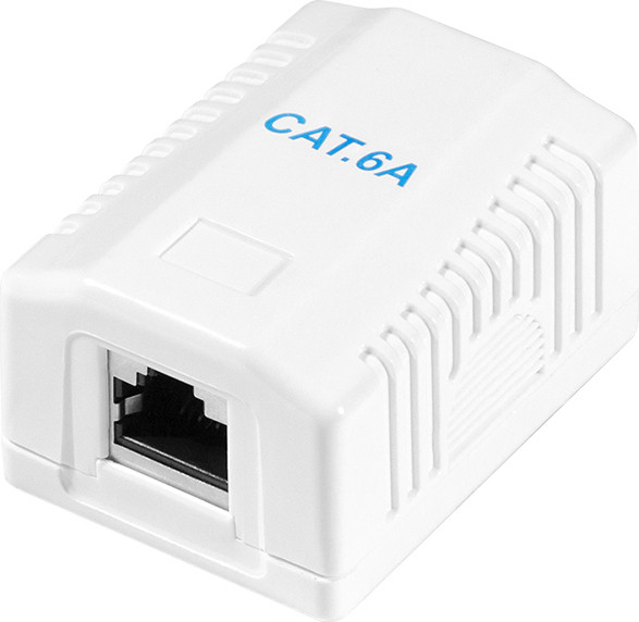 LogiLink Professioneel NP0096 Cat.6A aansluitdoos met wandmontagebox, 1x RJ45, wit