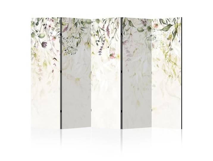 LUMASOUL Paravent Raumteiler Innen beidseitig Bedruckt 225x172 cm Blumen 5 teilig beide Seiten mit Blätter Motiv, bedruckte Rückseite, faltbar, freistehend und dekorativ