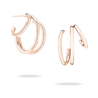 Paar Creolen ECHTZEIT "Schmuck Geschenk Edelstahl Ohrringe Modern Lines", rosa (roségoldfarben), Ohrringe, Damen, 22mm, Edelstahl