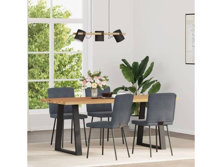TEKGHUT Esszimmerstühle 4 STK Dunkelgrau Samt Samtbezug weich, Metall und Holz Gestell, dicker Schaumstoff, Esszimmer Wohnzimmer Gästezimmer