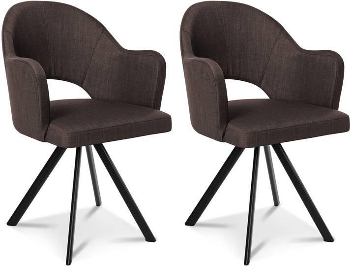 DOLORA 2er SET Schalenstühle, Gestell Eisen schwarz, ohne