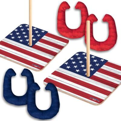 Skip's Garage Stars and Stripes Backyard Horseshoe Bags Toss Game
