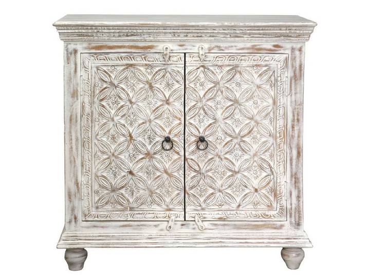 Oriental Galerie Unterschrank Weißes Sideboard Mayuri Indien Weiß 90 cm