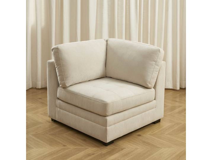 Chauffeuse d'angle 1 place tissu chenille beige