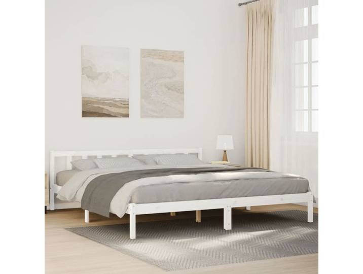 Cadre lit extra long 200x220 cm bois pin massif grand format robuste naturel literie spacieuse durable