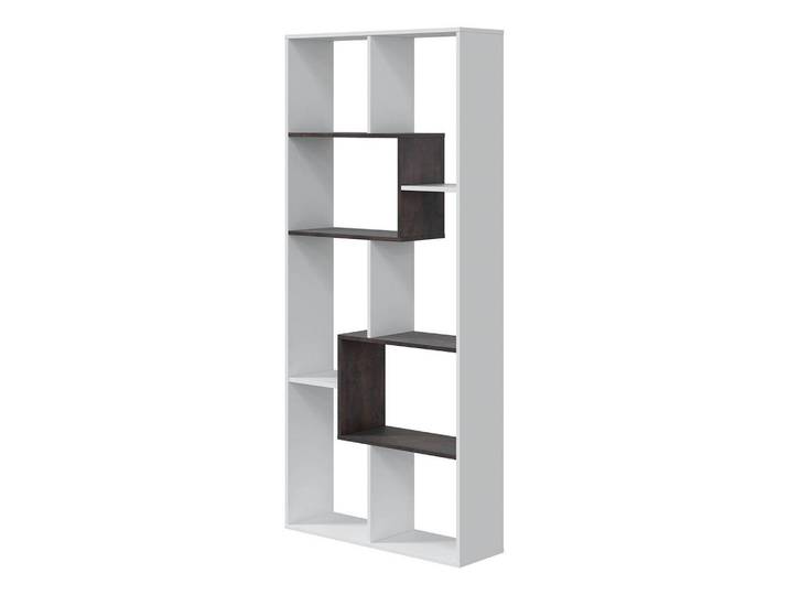Calicosy Bücherregal mit 8 Ablagefächern H180 cm - Kawa, Weiß, Holzwerkstoff, 25x180x80 cm, Wohnzimmer, Regal, Bücherregale