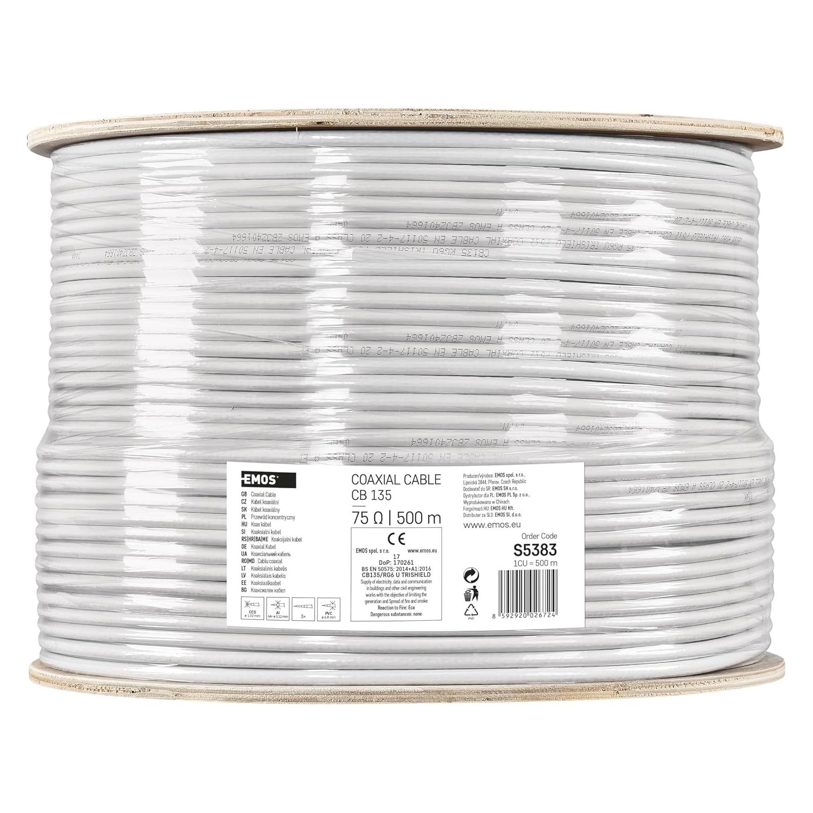 Emos Koaxialkabel CB135, 500m (S5383)