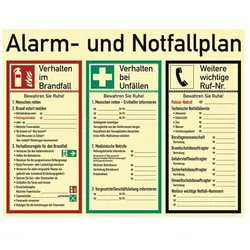 HP Autozubehör, Sicherheitskennzeichnung, Alarm-/Notfallplan ASR A1.3/DIN EN ISO 7010/DIN 67510 L620xB480 mm Kunststoff