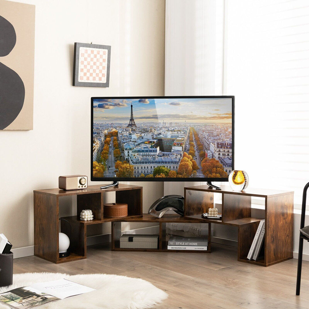 Latitude Run Aishvi TV Stand for TVs up to 65" Adjustable TV Stand Storage Shelves Living Room Brown 65"